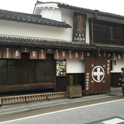 Buying premium Uji matcha at a local tea shop